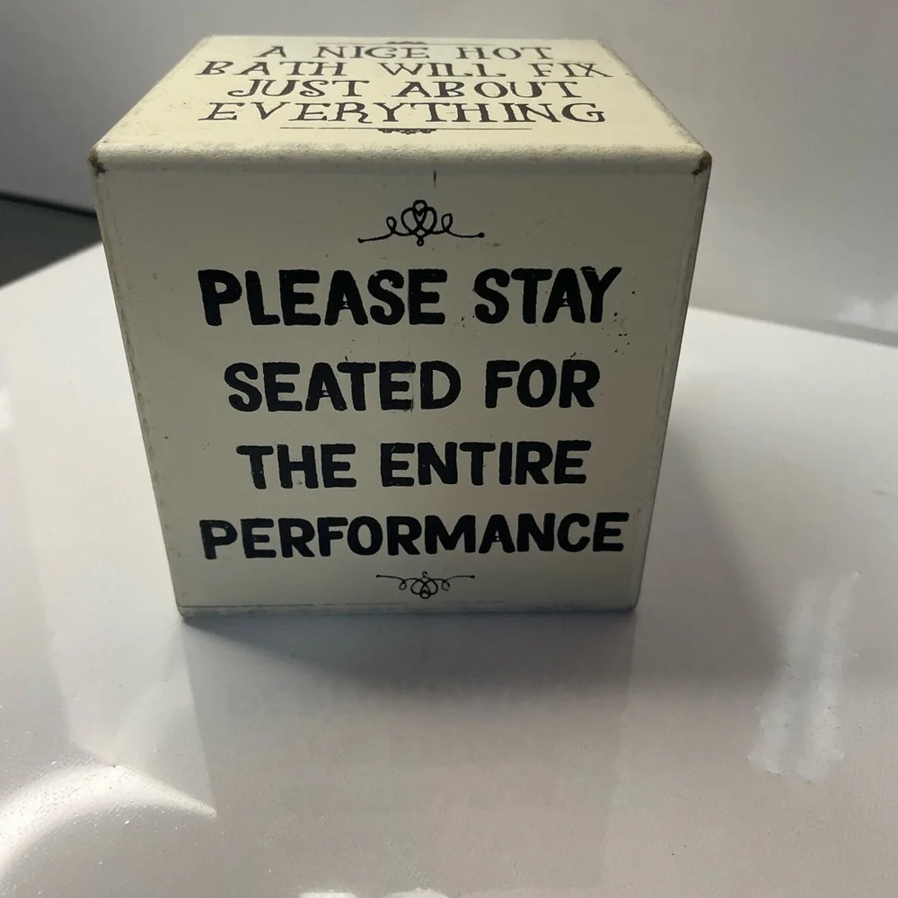 Sign Dice  Bathroom Block Cream and Black with sayings funny rare